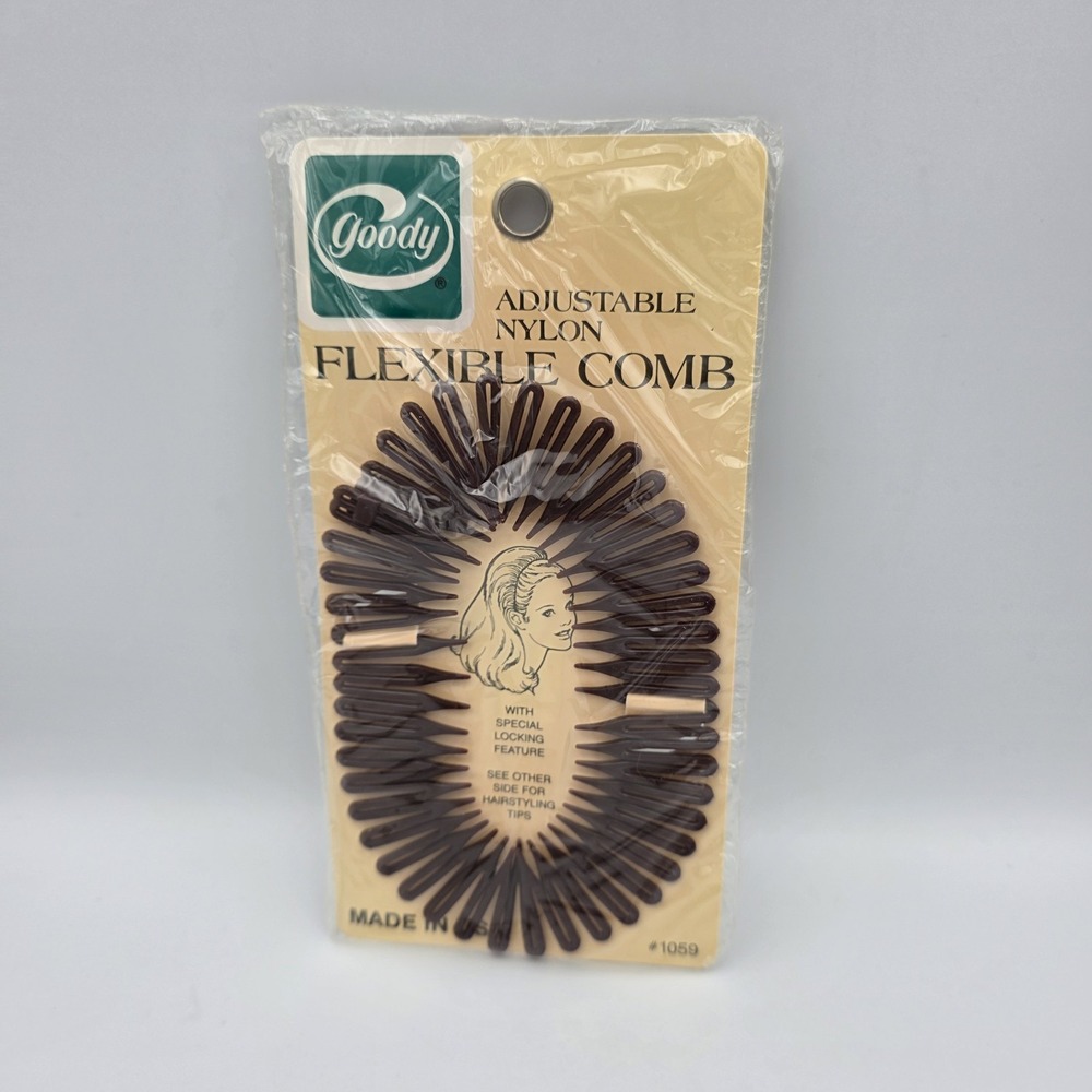 Vintage Goody Adjustable‎ Nylon Flexible Comb #1059 Headband Plastic USA 1982